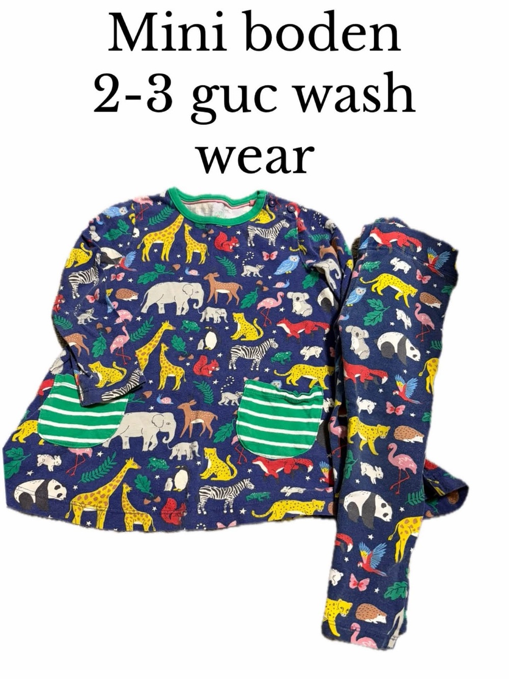 Mini boden 2-3 animal tunic & leggings